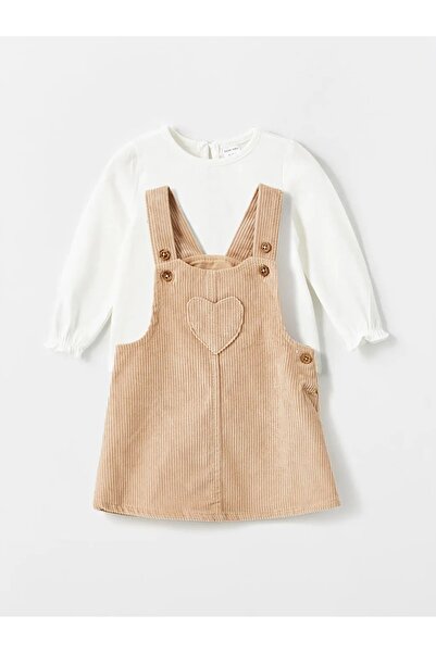 LC Waikiki LCW baby Bej Bisiklet Yaka Kollu Kız Bebek Uzun Kollu Kız Bebek Bl...