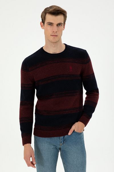 U.S. Polo Assn. Men's Slim Fit Crew Neck Burgundy Sweater 50293115 -Vr014