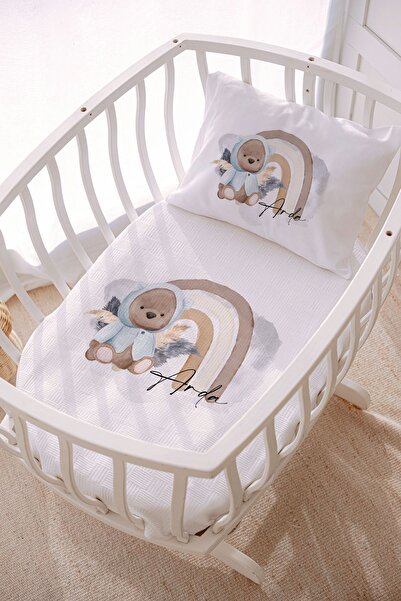 Lilabio İsme Özel 70x120 Park Yatak Ve Anne Yanı Pike Seti Ayıcık