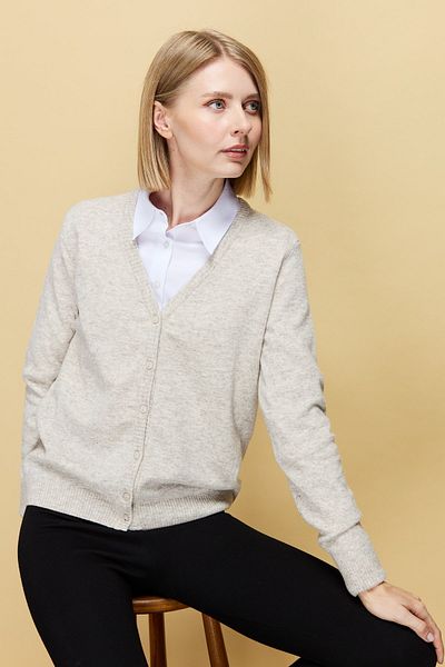 Desen Triko Cardigan de damă cu decolteu în V Lână V.bej