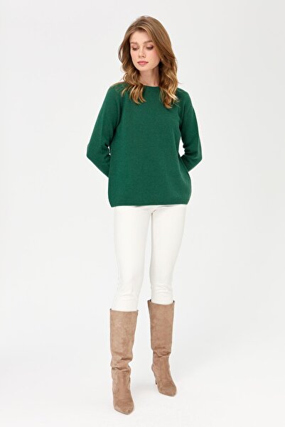 Desen Triko Γυναικείο κλασικό μάλλινο πουλόβερ με λαιμόκοψη