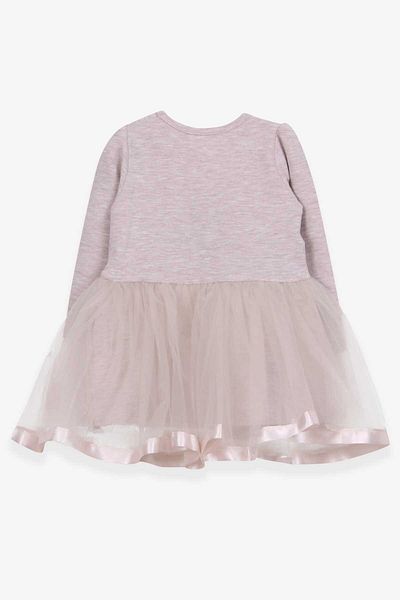 Breeze Girl's Long Sleeve Dress, Kitten Embroidered Sequin, 1.5-5 Years, Beige Melange