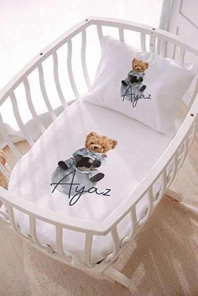 Lilabio İsme Özel 70x120 Park Yatak Ve Anne Yanı Pike Seti Ayıcık