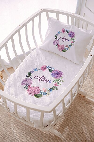Lilabio İsme Özel 70x120 Park Yatak Ve Anne Yanı Pike Seti Çiçek