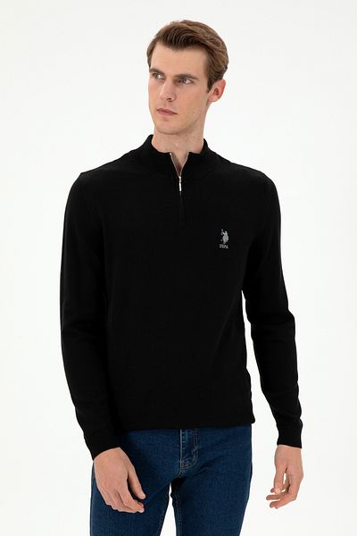 U.S. Polo Assn. Ανδρικό μαύρο πουλόβερ 50293398 -VR046