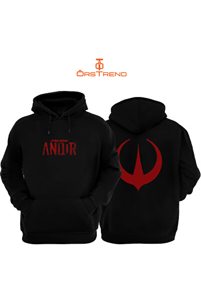 ÖRSTREND سويت شيرت بقلنسوة مطبوع عليه حرب النجوم أندور للجنسين