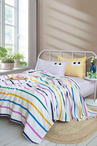 Eponj Home Double Funny Pique Set - Yellow and Lilac Printed