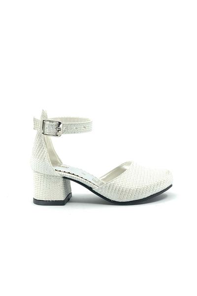 Kids Club Shoes Pantofi pentru fete cu toc İremsu 2811, alb-argintiu