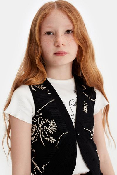 Tyess Bg Store Girl's Black Vest 23Ss0Tj4705