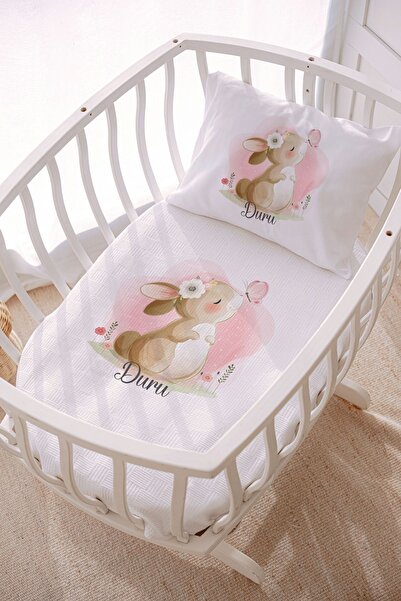 Lilabio İsme Özel 70x120 Park Yatak Ve Anne Yanı Pike Seti Tavşan