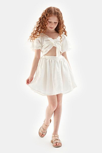 Tyess Bg Store Κοριτσίστικο Λευκό Φόρεμα 23ss0tj4915
