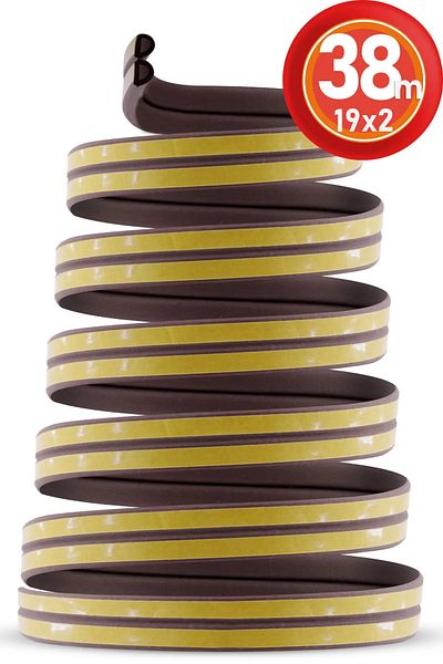 Ozsport 38 Mt Waterproof Door Window Tape - 19X2 Wick Cold Heat Insulation Tape (Coffee)