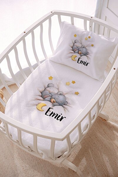 Lilabio İsme Özel 70x120 Park Yatak Ve Anne Yanı Pike Seti Ayıcık