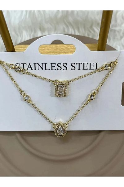 YASİN TOPÇU Steel Gold Anklet