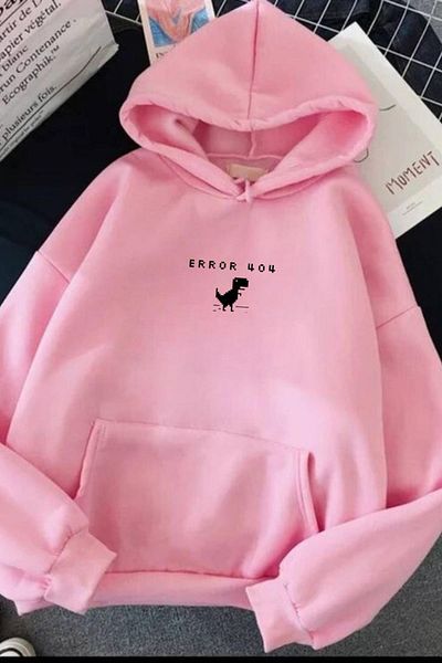 CAST COLLECTİON Ανδρικό ροζ Oversize Eror 404 εμπριμέ φούτερ