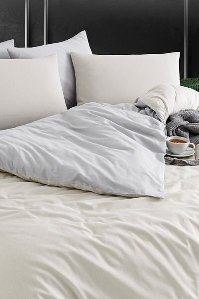 Tabu Home Σετ Παπλωματοθήκης Μπεζ Διπλής Όψης Βαμμένο με Νήματα - Διπλό