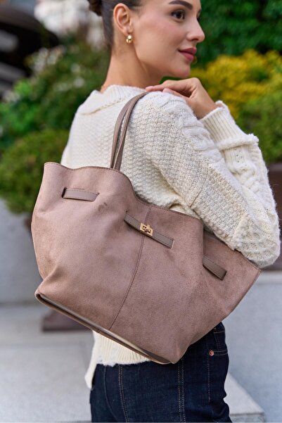 Madamra Norková semišová dámská semišová kabelka do ruky a přes rameno se stahovací sponou