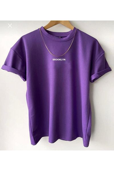 Moda Işık Μπλουζάκι Unisex Purple Oversize