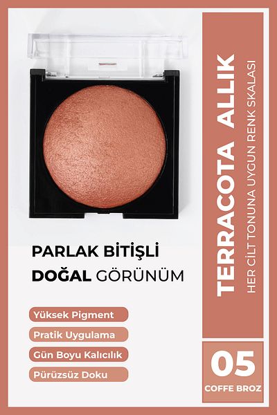 Cocosh She Terracota Blush 10 Gr 05 Coffee Peach, Easy Dispersion, Non-Lumping, Fine-Smooth Texture, Vibrant Appearance