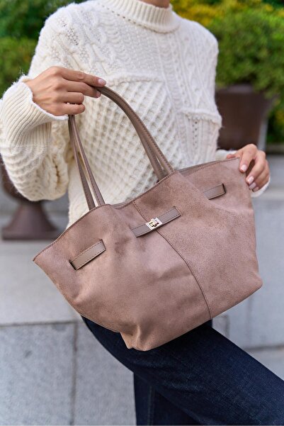 Madamra Norková semišová dámská semišová kabelka do ruky a přes rameno se stahovací sponou