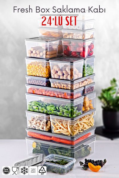 Nandy Home 24 Piece Set Freshbox Storage Container Suitable for Microwave and Diffraction