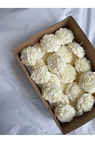 Achelia Şakayık Gül Beyaz Mum