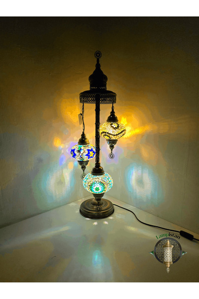 Ambiance 3 Lü Mozaik Camlı El Yapımı Lambader