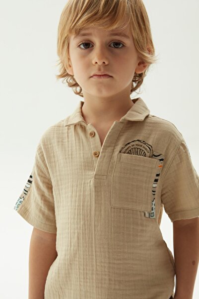 Nebbati BG Store Erkek Çocuk Bej T-Shirt