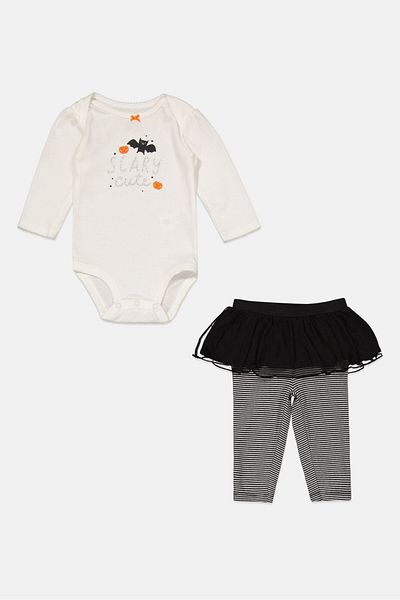 Carter's Toddlers Girl 2 Piece Graphic Printed Bodysuit And Pant Set, White Combo
