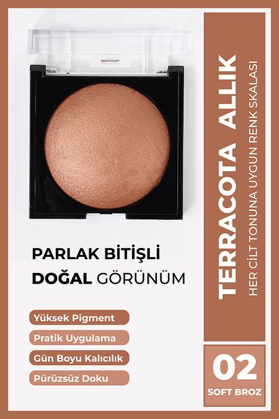 Cocosh She Terracota Blush 10 gr 02 Soft Bronze, Easy Dispersion, Non-Lumping, Fine-Smooth Texture, Vibrant Appearance