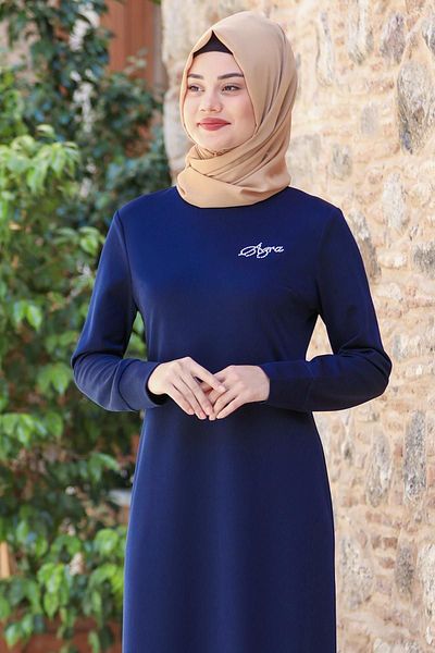 SUBU TASARIM Navy Blue Azra Dress - Tbssn62