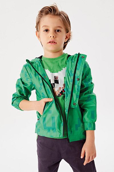 Nebbati BG Store Boy's Green Rain Coat