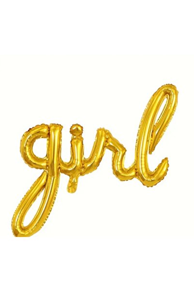 PARTİ AŞKI Girl El Yazılı Folyo Balon 78*44 Cm &Kız Çocuk Cinsiyet Partisi-Ba...