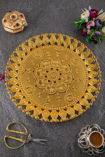 Sena Ecem Yuvarlak 6 Kişilik Metal Tepsi (247-6)