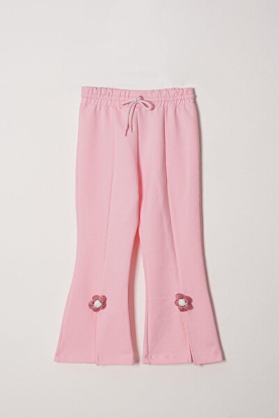 zepkids Crew nyakú hosszú ujjú hasított százszorszép részletes hosszú ujjú világos rózsaszín színű lány tréningruha szett