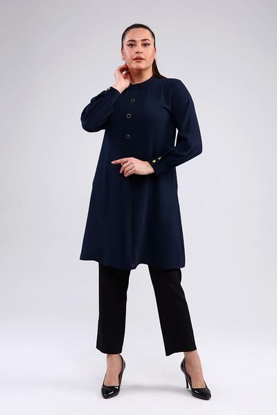 Ferace Women's Hijab Large Size Long Sleeve Ayrobin Shirt Tunik Navy Blue