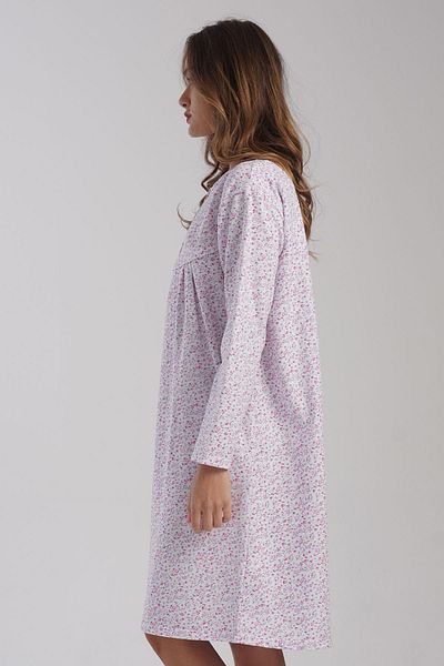 VİENETTA Women's Plus Size 2 Thread Long Sleeve Pink Nightgown C3T0N7O161