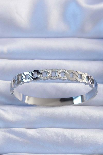 Skygo 316L Silver Handcuffs with Zircon Stone Detail - Tj-Bb6389