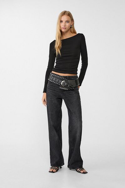 Stradivarius Long sleeve T-shirt with gathering