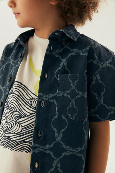 Nebbati BG Store Boy's Navy Blue πουκάμισο