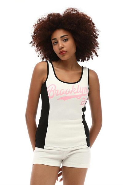 TF The Fancy For You Fancy Women's Thick Strap Brooklyn Printed Garni Detailed Corduroy Tank Top