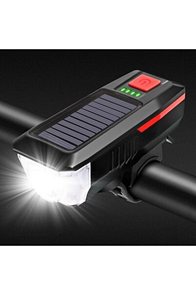 AKIN PAZAR Solar Bisiklet Feneri Su Geçirmez T6 Led Güneş Enerjili Usb Şarjlı