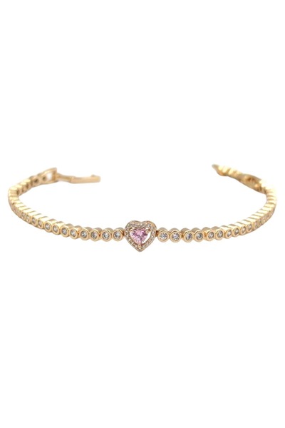 Güler Yüzlü Silver XUPING Pink Heart Waterway Bracelet Rose