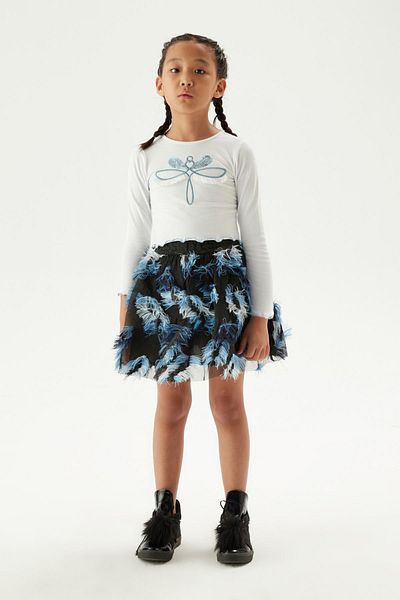 Tyess تنورة سوداء للفتيات من Bg Store 23fw0tj4304