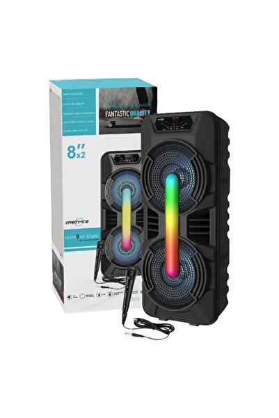 OWWOTECH Bluetooth Hoparlör Karaoke Mikrofonlu Hediyeli Led Işıklı Speaker 8x2