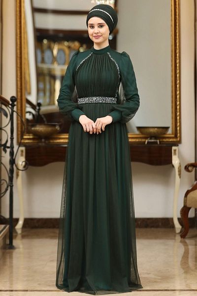 SUBU TASARIM Emerald Green Legendary Evening Dress - Tbssn40