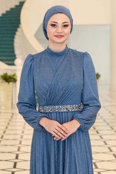 SUBU TASARIM Indigo Dila Evening Dress - Tbssn44