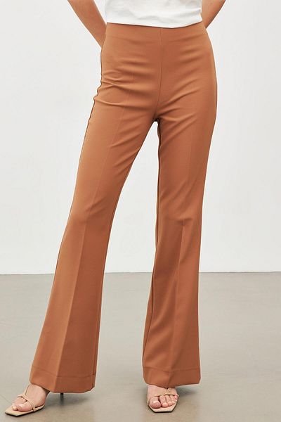 Setre Camel Slim Fit Wide Leg Trousers