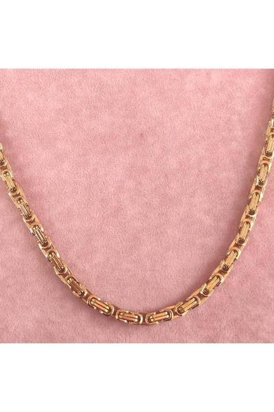 Güler Yüzlü Silver ÇELİK 65 CM KRAL ZİNCİR KOLYE ERKEK GOLD