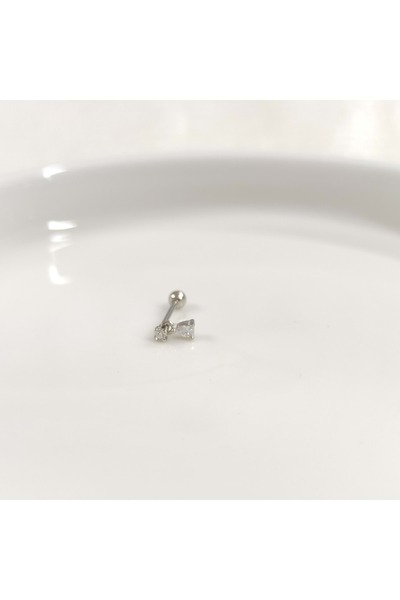 Güler Yüzlü Silver SALLANTILI MİNİ DAMLA GÜMÜŞ TRAGUS PIERCING - RODYUM BEYAZ